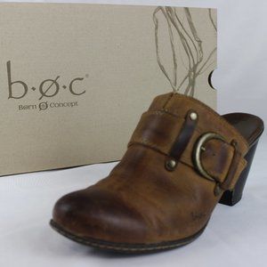 BOC Women's 'Suzi' Suede Leather Mule Clogs - Tan Peanut